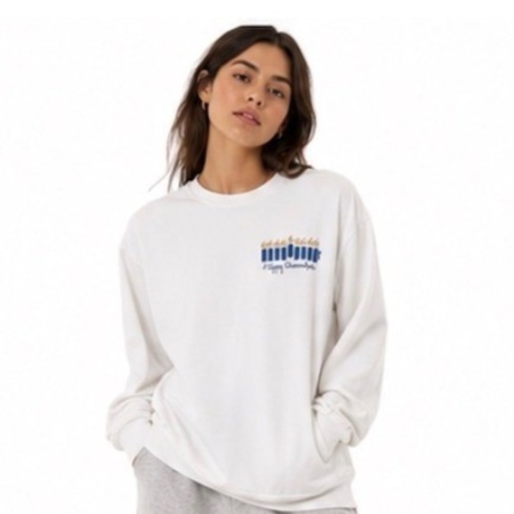 Different Strokes Happy Chanukah Glitter Menorah‎ Sweatshirt OS Hanukkah Holiday